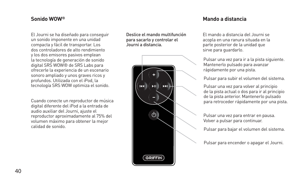 Griffin Technology Griffin TuneBuds Personal Mobile Speaker System User Manual | Page 40 / 42