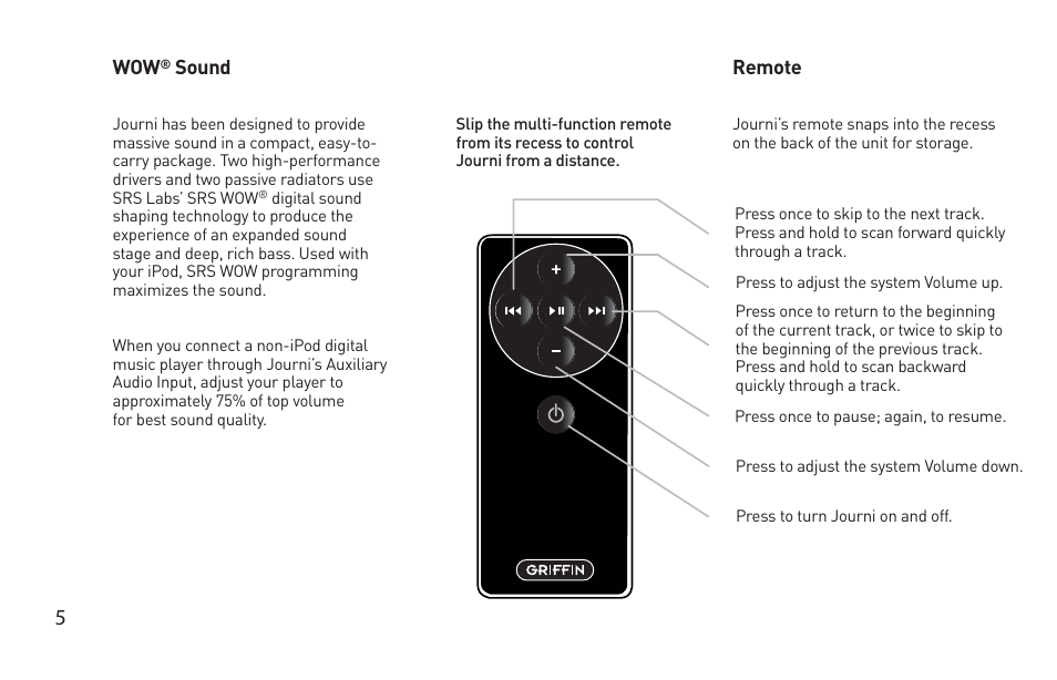 Griffin Technology Griffin TuneBuds Personal Mobile Speaker System User Manual | Page 5 / 42