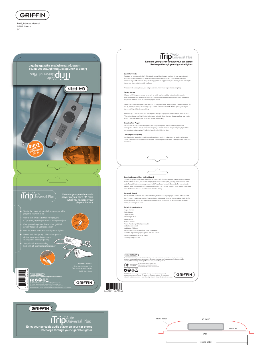 Griffin Technology iTrip Auto Universal Plus 7020-TRPUNP User Manual | 1 page