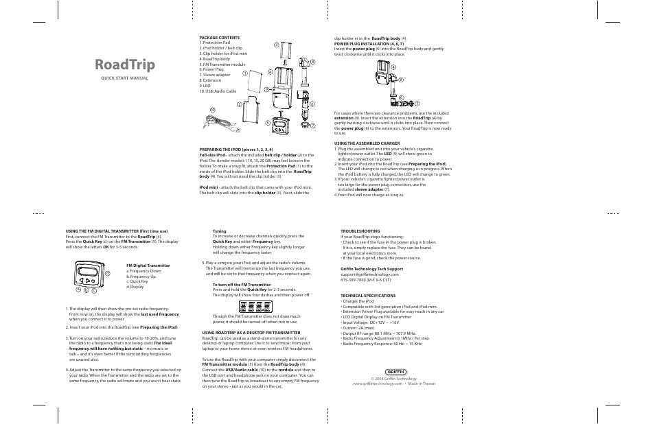 Griffin Technology RoadTrip User Manual | 1 page