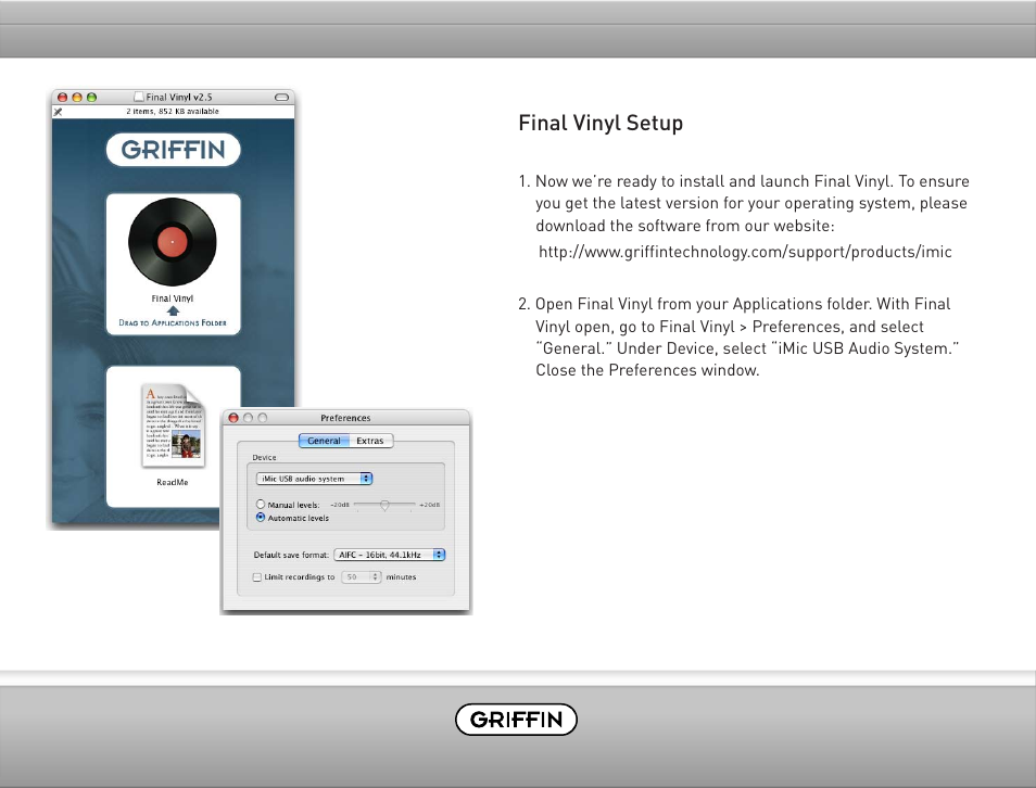 Final vinyl setup | Griffin Technology Final Vinyl 2.5 User Manual | Page 5 / 17
