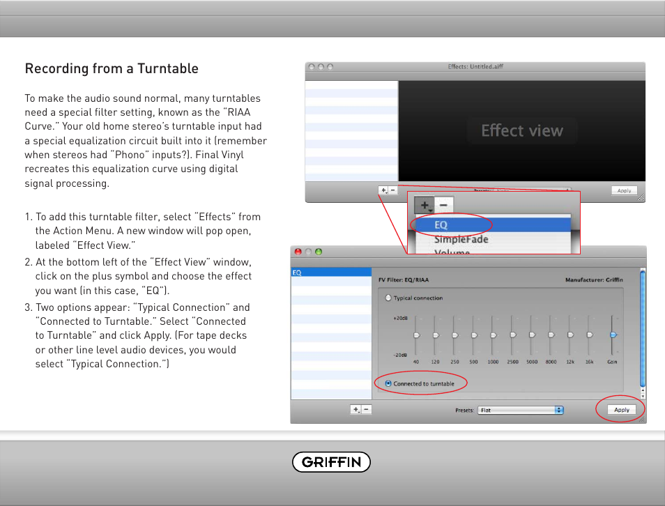 Recording from a turntable | Griffin Technology Final Vinyl 2.5 User Manual | Page 7 / 17