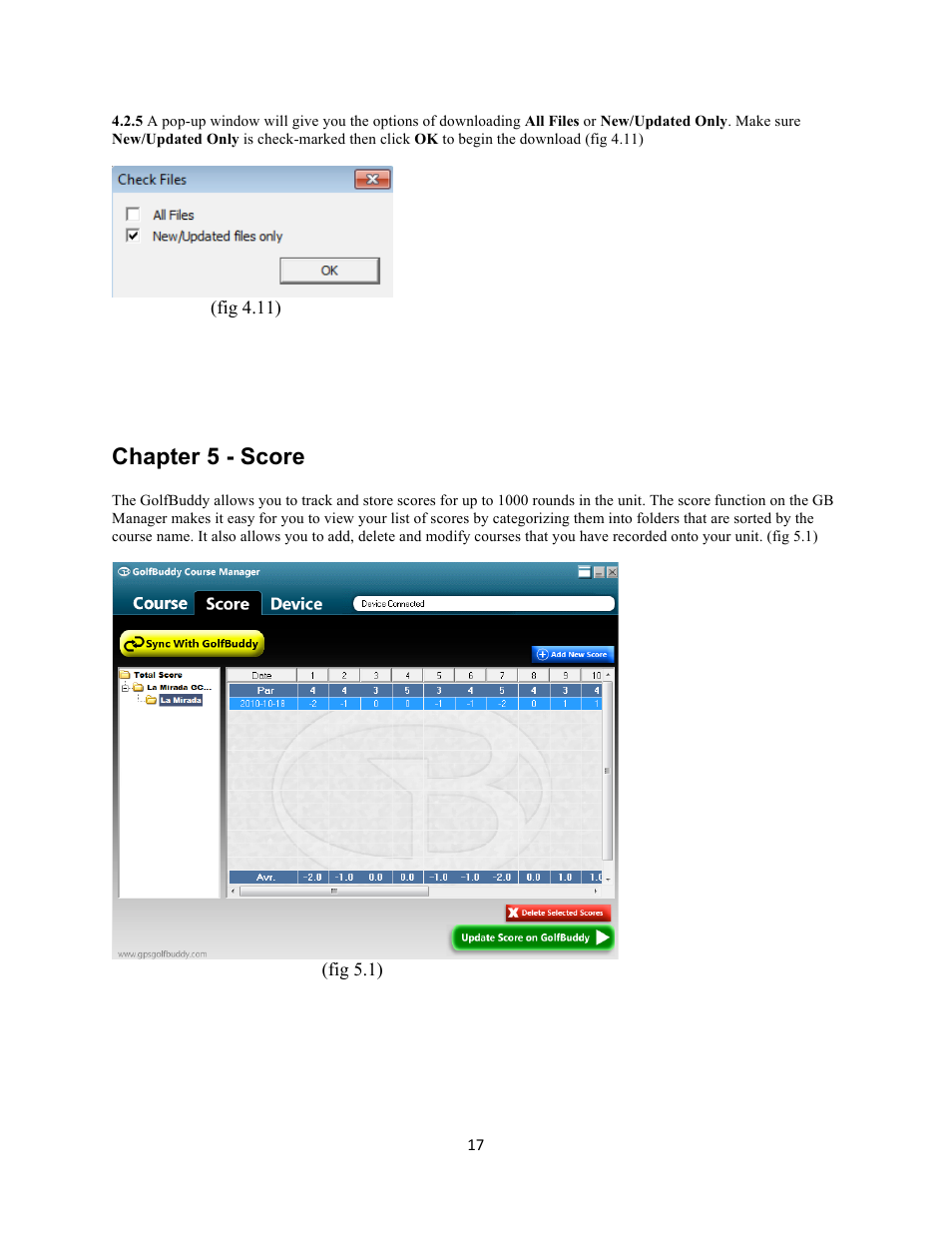 Chapter 5 - score | Golf Buddy GolfBuddy Pro User Manual | Page 17 / 29