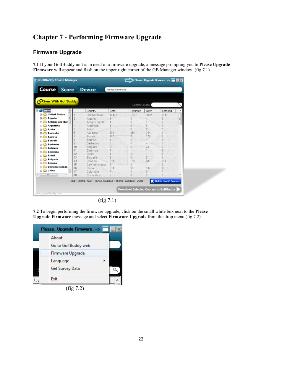 Chapter 7 - performing firmware upgrade | Golf Buddy GolfBuddy Pro User Manual | Page 22 / 29