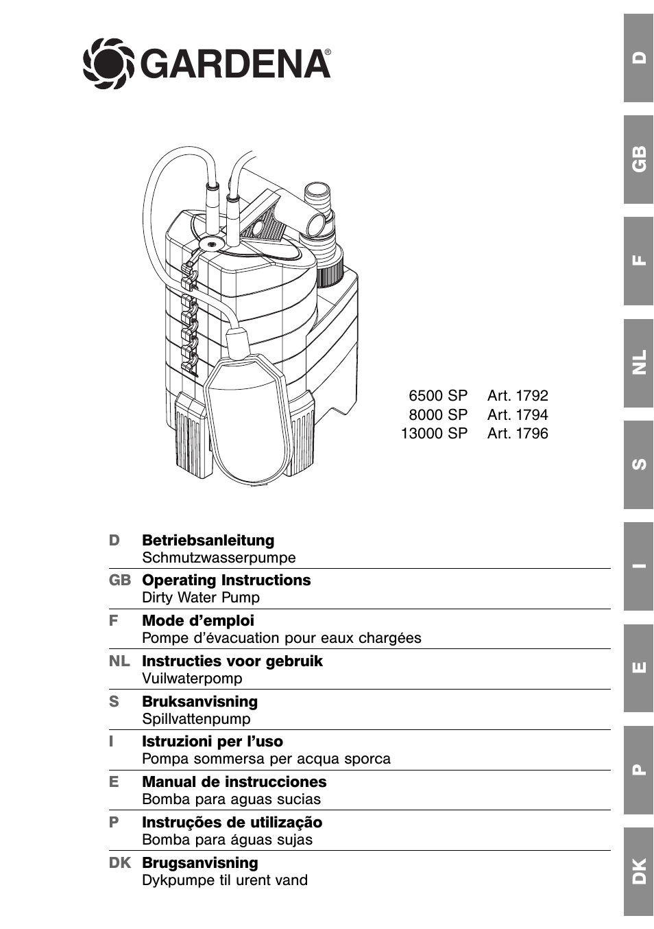 Gardena 8000S SP User Manual | 10 pages