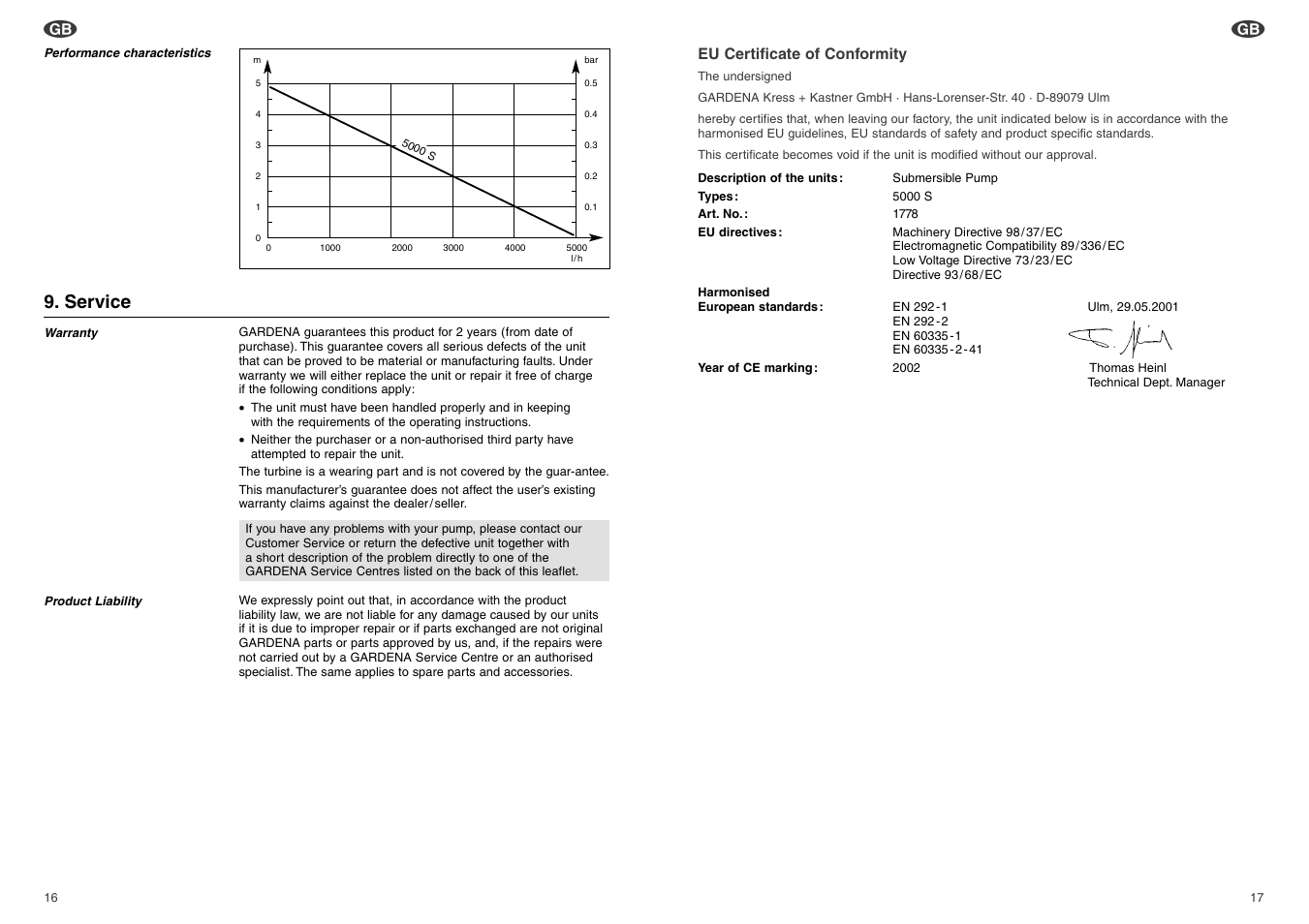 Service | Gardena 5000 S User Manual | Page 5 / 6