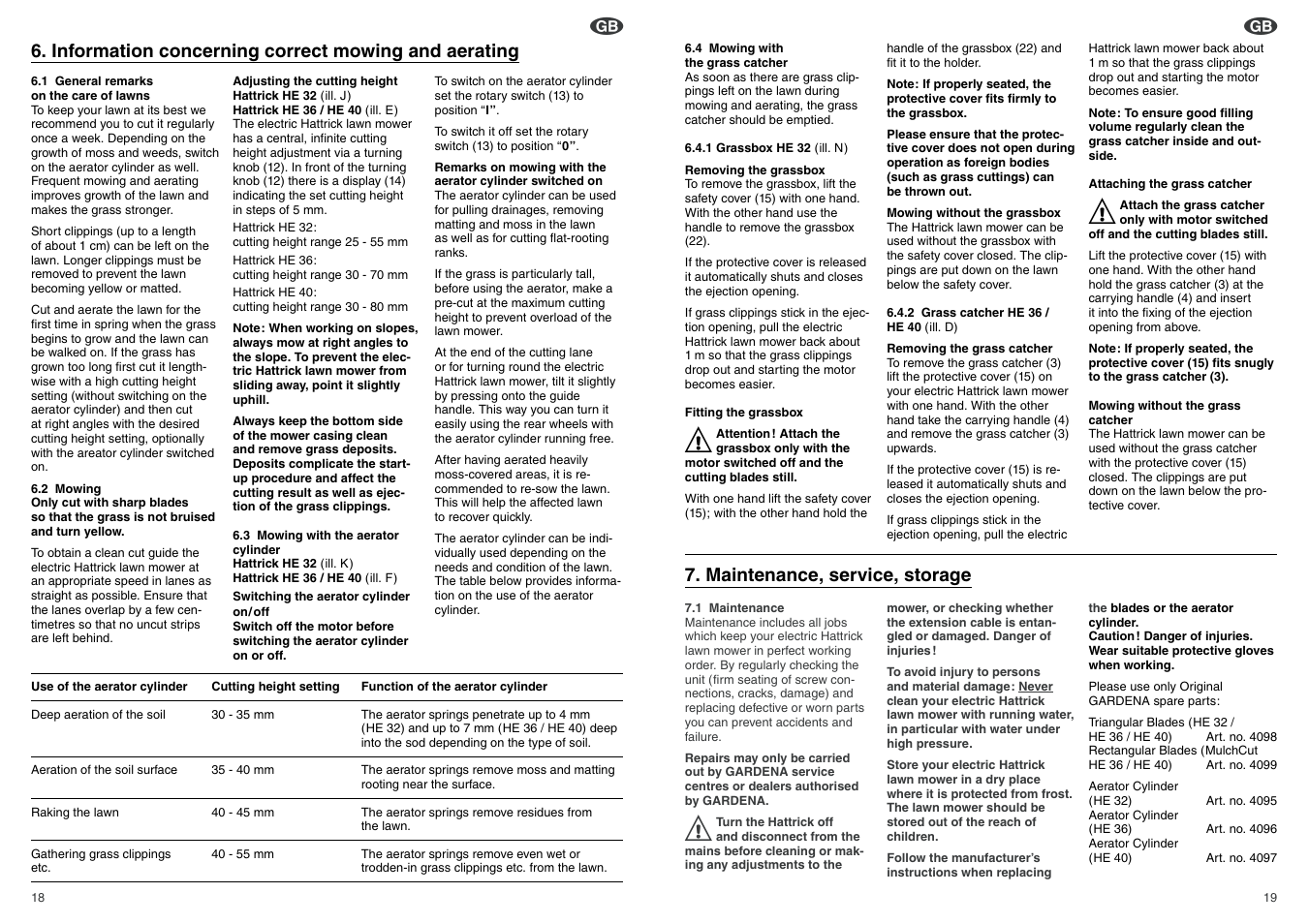 Gardena Lawn Mower HE36 User Manual | Page 6 / 14