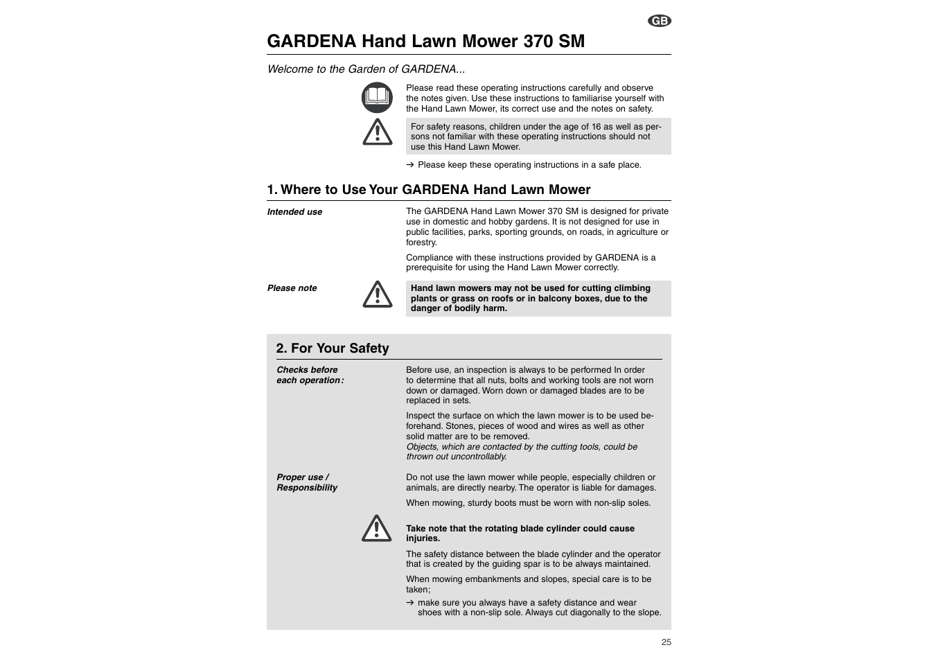Gardena hand lawn mower 370 sm | Gardena Hand Lawn Mower 370 SM User Manual | Page 3 / 6