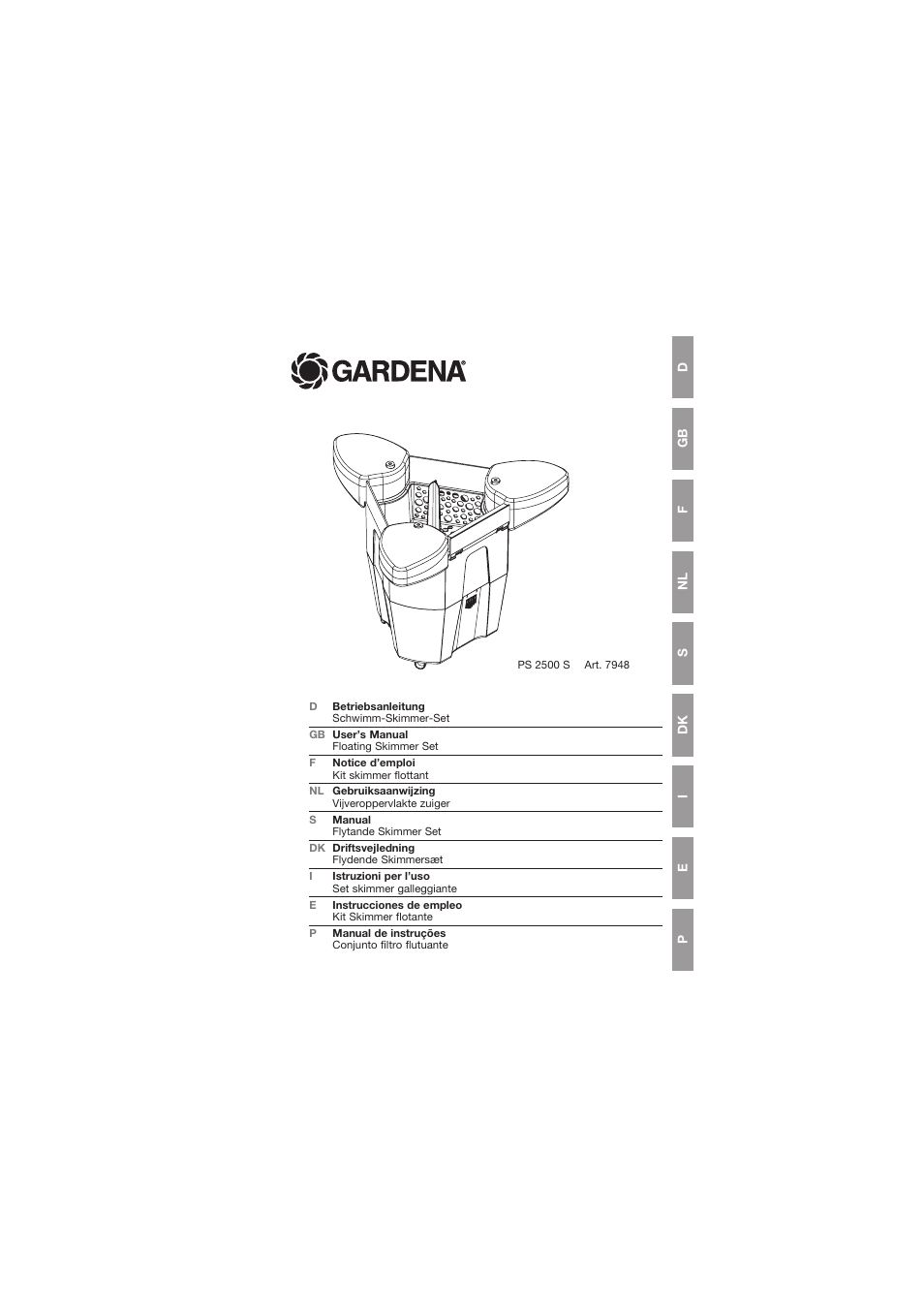 Gardena Floating Skimmer Set PS 2500 S User Manual | 6 pages