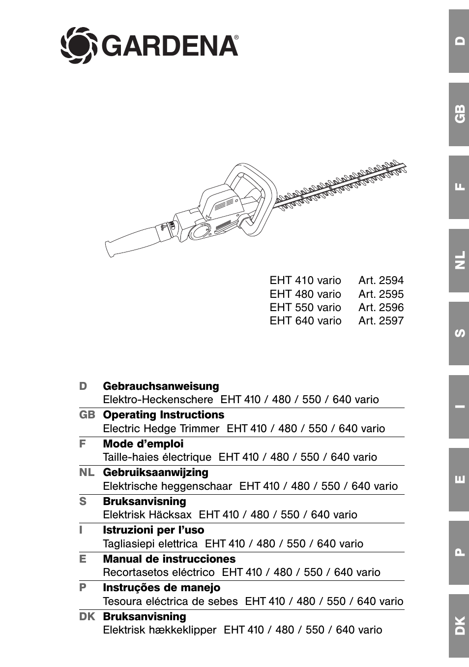 Gardena Electric Hedge Trimmer 480 User Manual | 10 pages