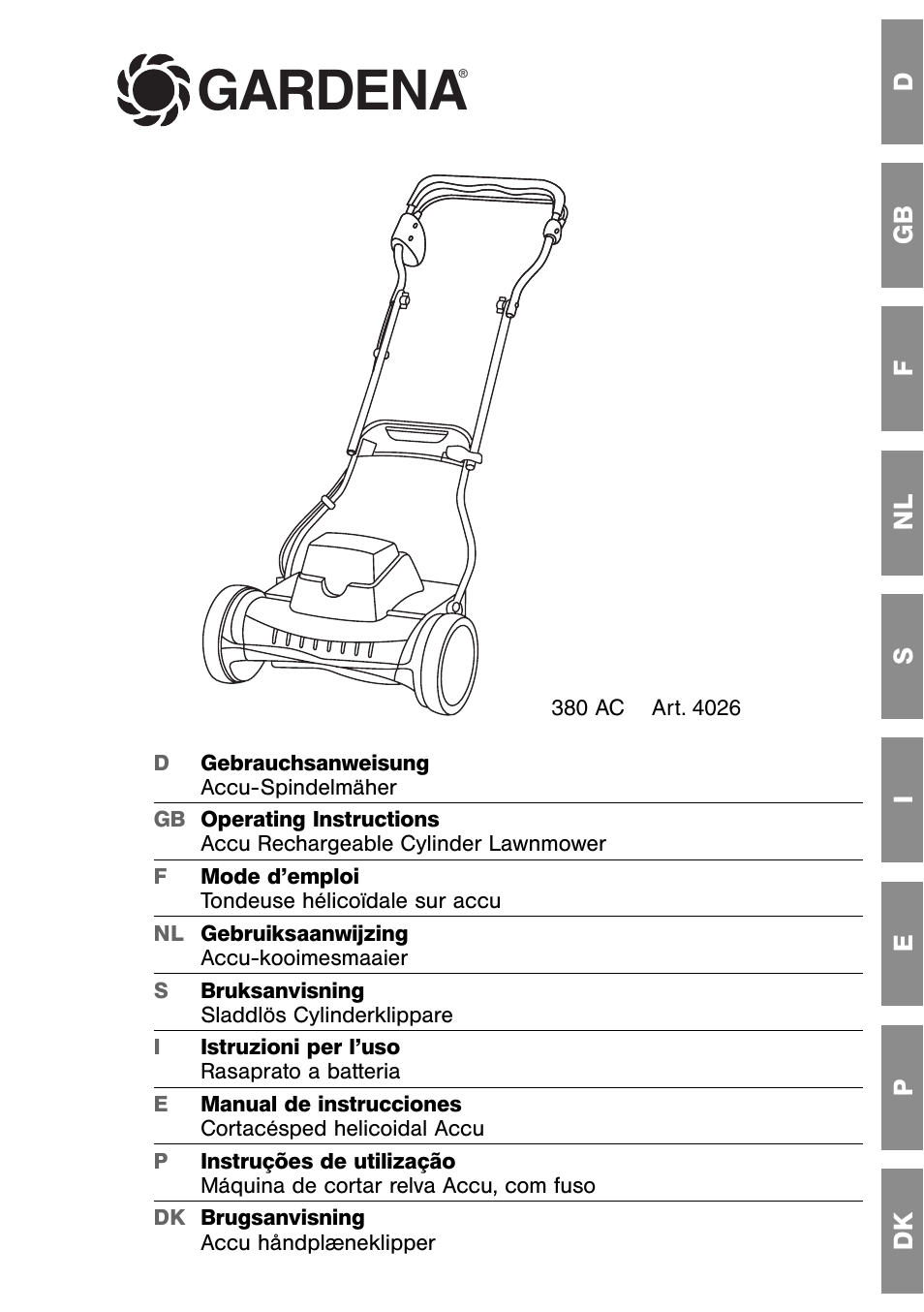 Gardena 380 AC User Manual | 13 pages