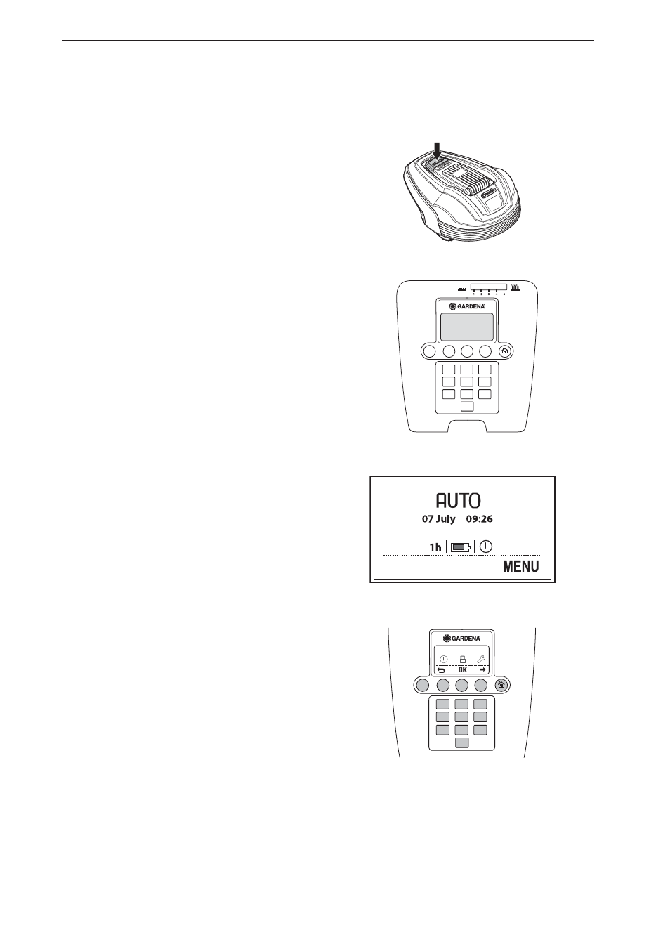 Control panel | Gardena Robotic Lawnmower R40Li User Manual | Page 38 / 76