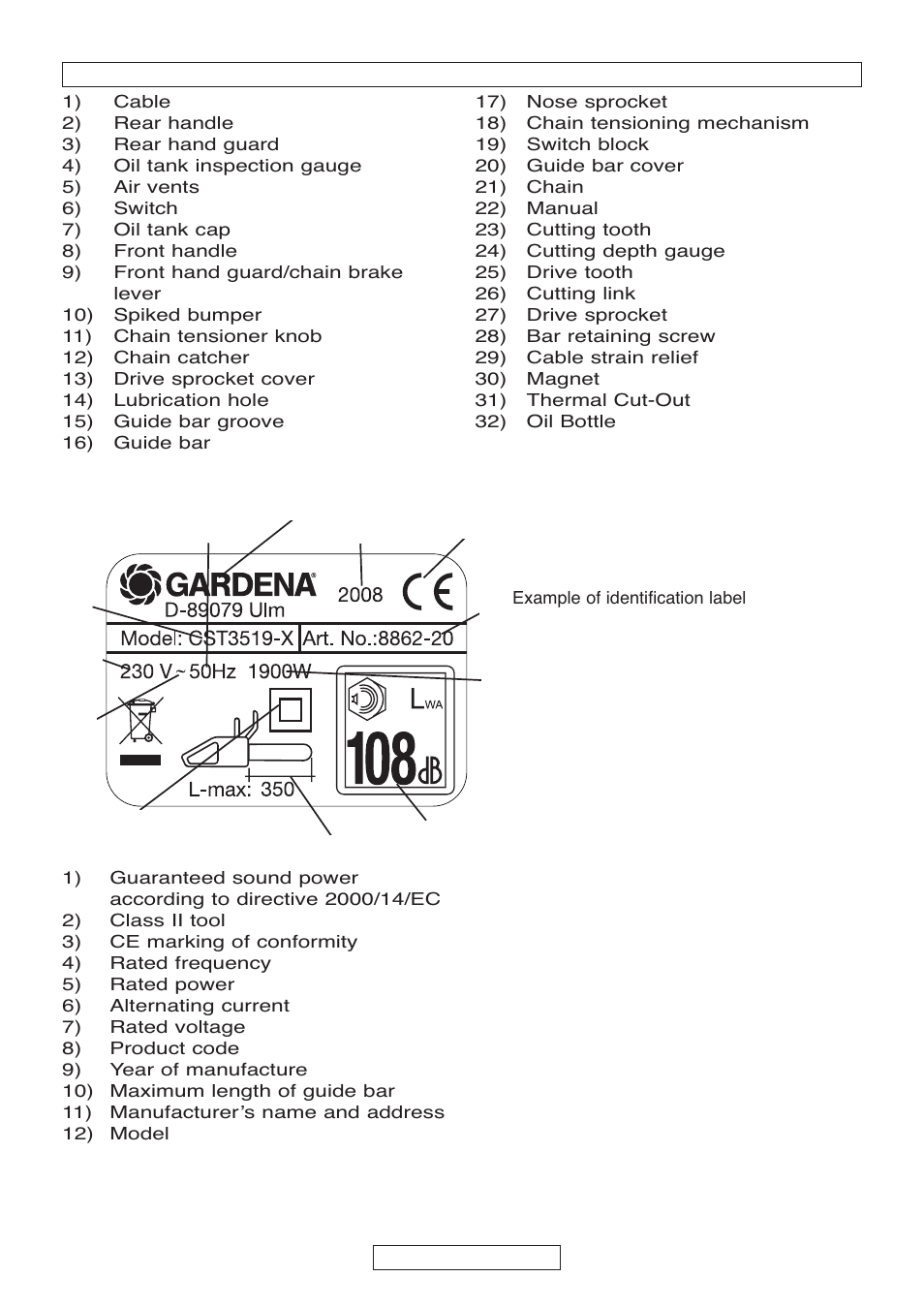 Gardena Electric Chainsaw CSI4020-X User Manual | Page 11 / 21