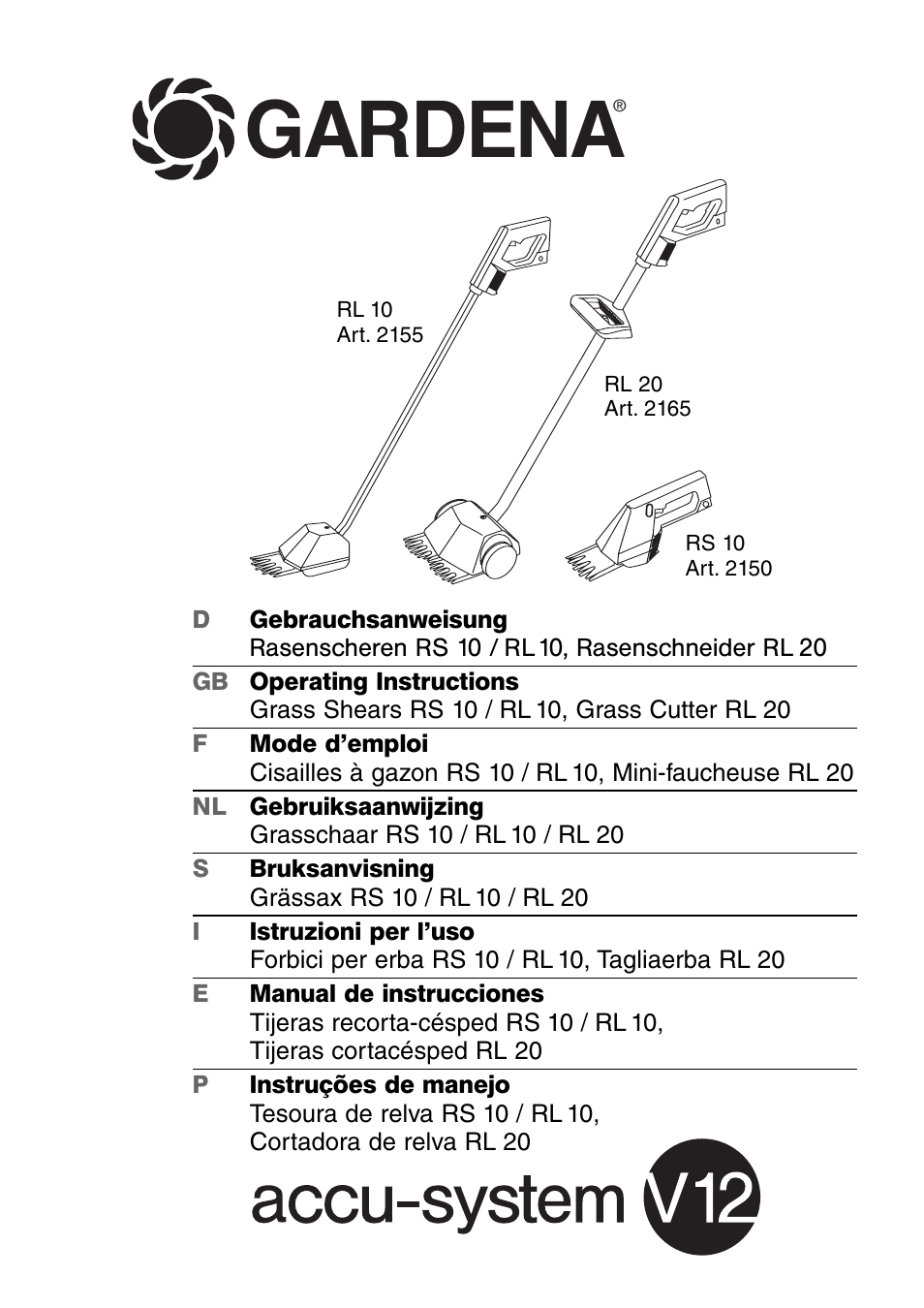 Gardena accu-system V12 RL 10 User Manual | 11 pages