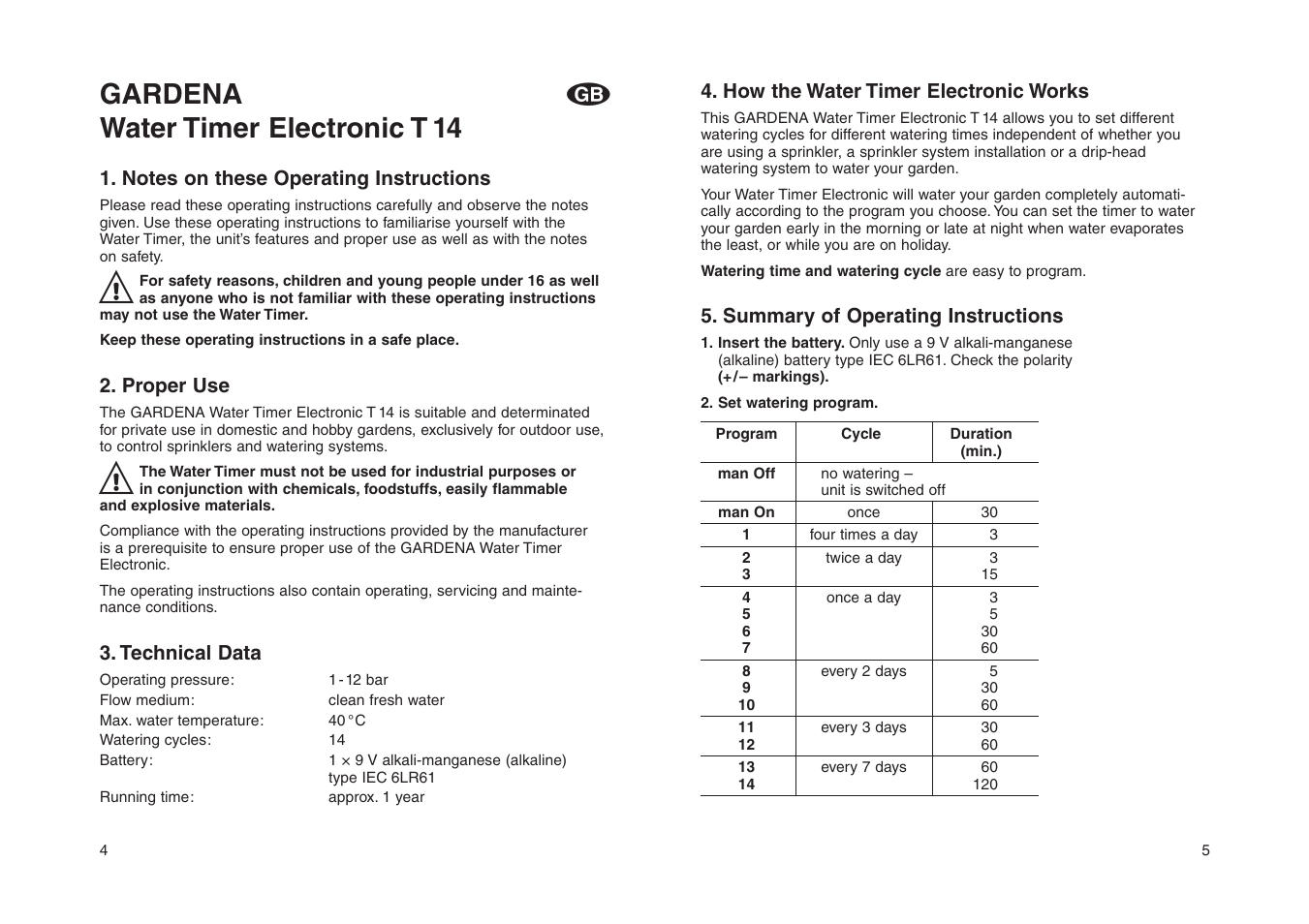 Gardena water timer electronic t 14 | Gardena Water Timer Electronic T14 User Manual | Page 3 / 8