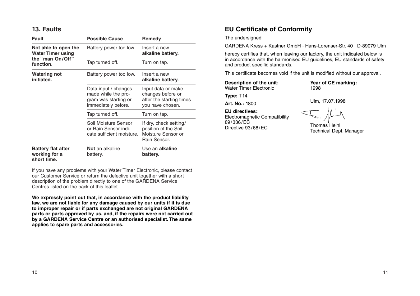 Gardena Water Timer Electronic T14 User Manual | Page 6 / 8