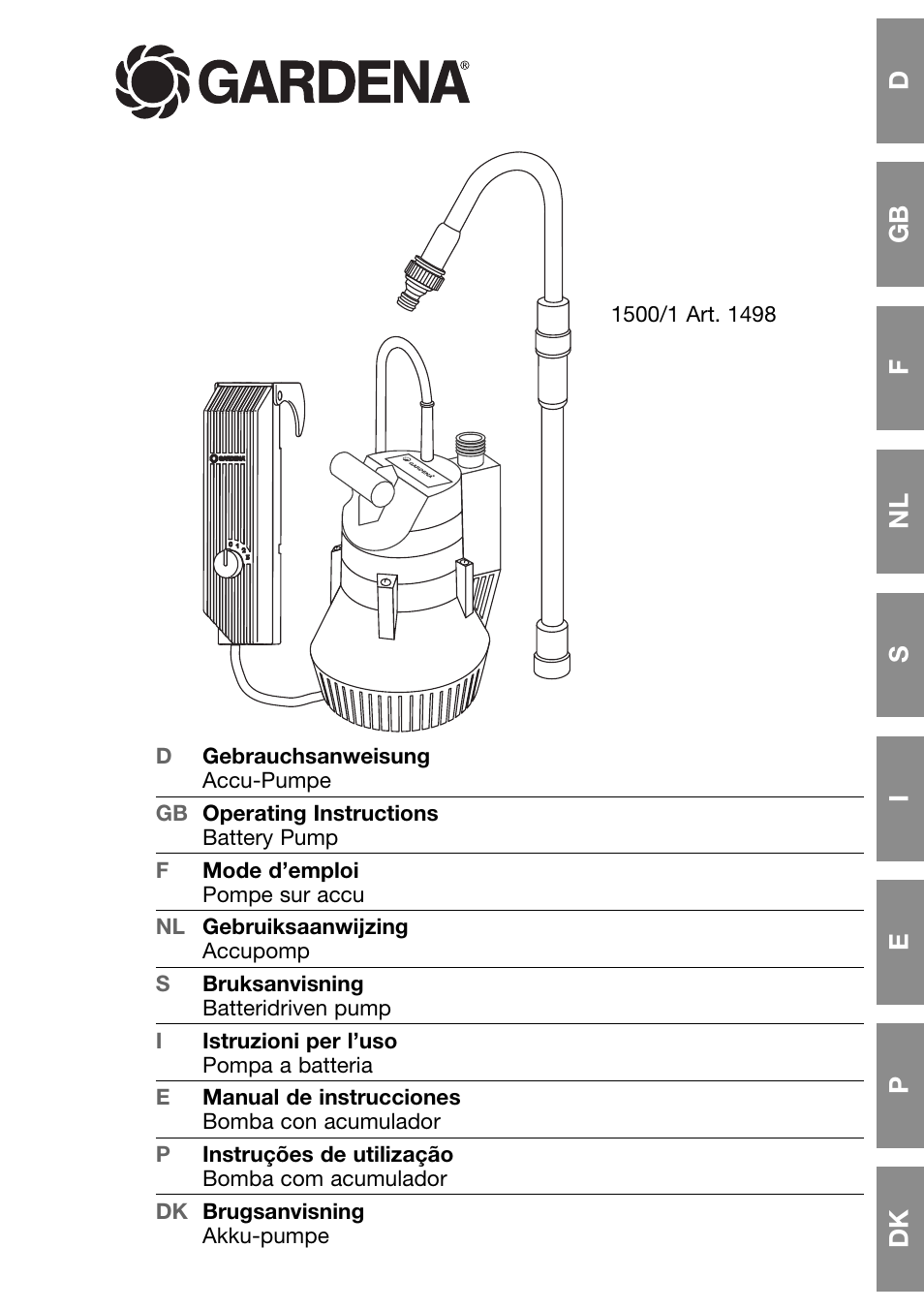 Gardena 1500/1 Art. 1498 User Manual | 11 pages