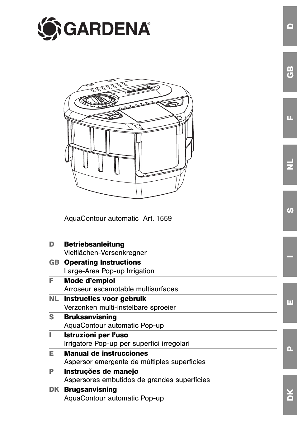 Gardena AquaContour automatic Pop-up 1559 User Manual | 12 pages