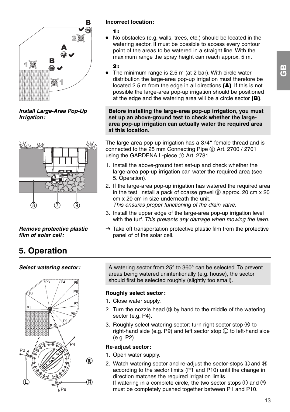 Operation | Gardena AquaContour automatic Pop-up 1559 User Manual | Page 4 / 12