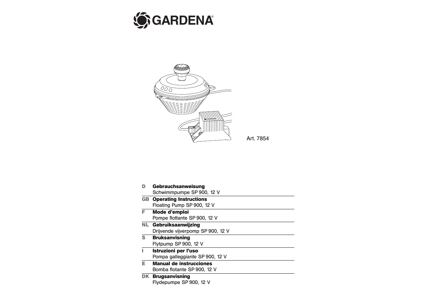 Gardena Floating Pump 12 V User Manual | 6 pages