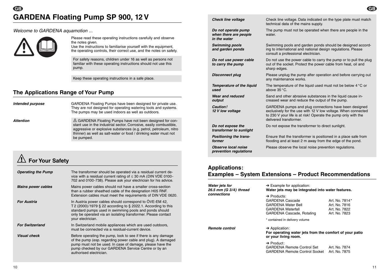Gardena Floating Pump 12 V User Manual | Page 3 / 6