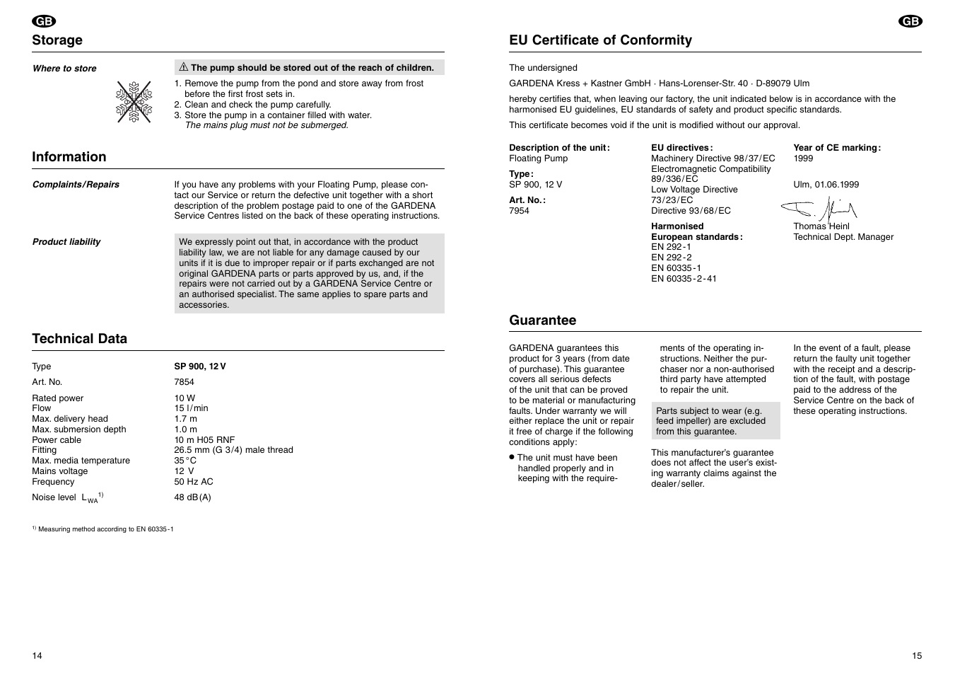 Gardena Floating Pump 12 V User Manual | Page 5 / 6
