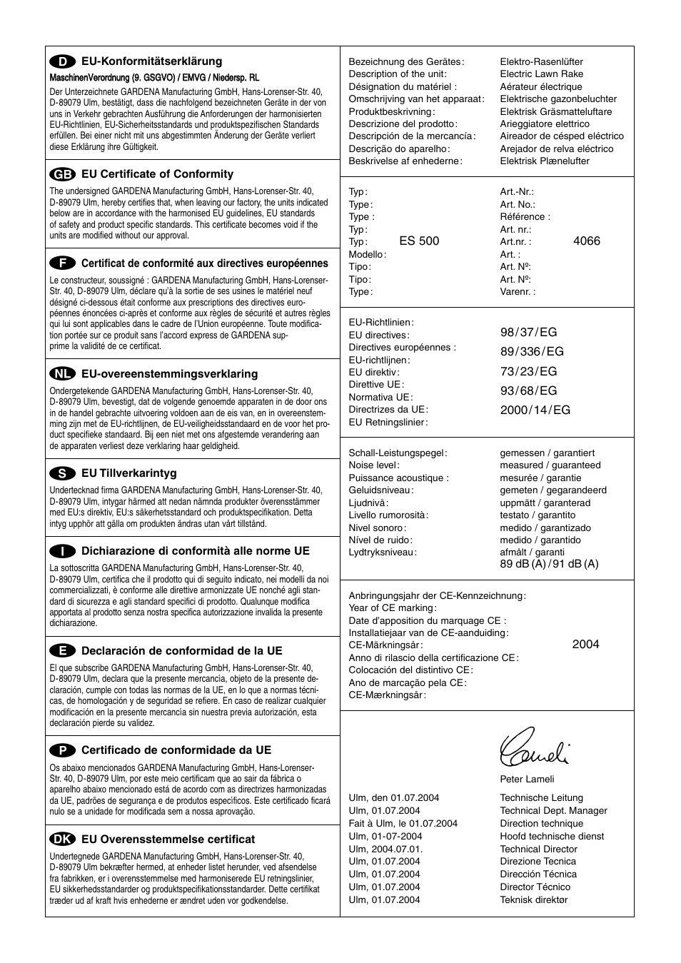 Gardena ES 500 User Manual | Page 11 / 12