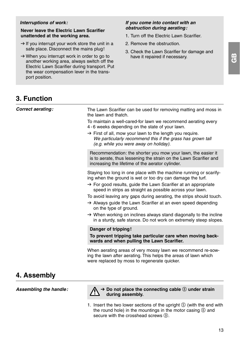 Function, Assembly | Gardena ES 500 User Manual | Page 4 / 12
