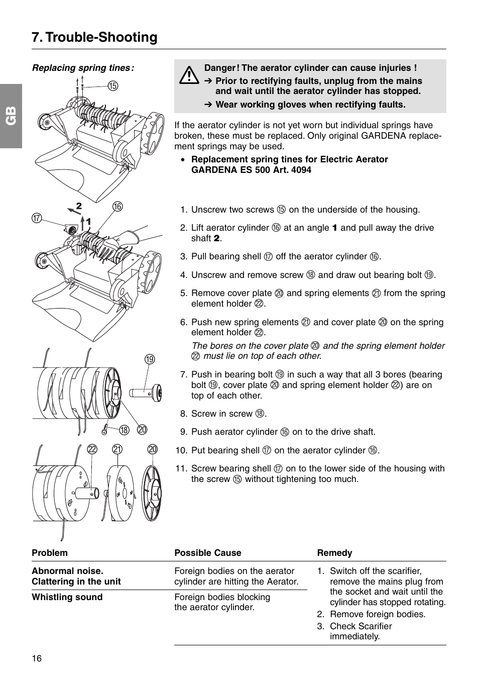 Trouble-shooting | Gardena ES 500 User Manual | Page 7 / 12