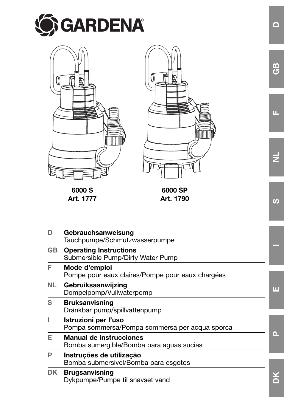 Gardena 6000 SP User Manual | 12 pages