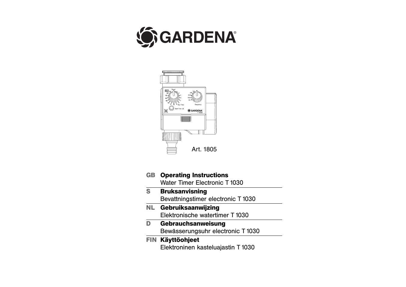 Gardena Water Timer Electronic T 1030 User Manual | 11 pages