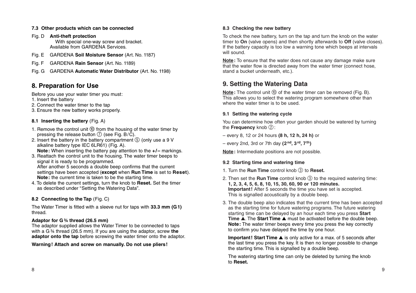 Gardena Water Timer Electronic T 1030 User Manual | Page 5 / 11