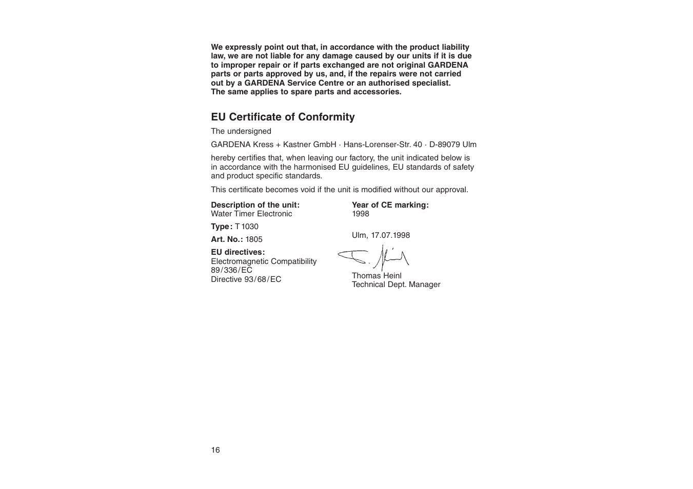 Gardena Water Timer Electronic T 1030 User Manual | Page 9 / 11