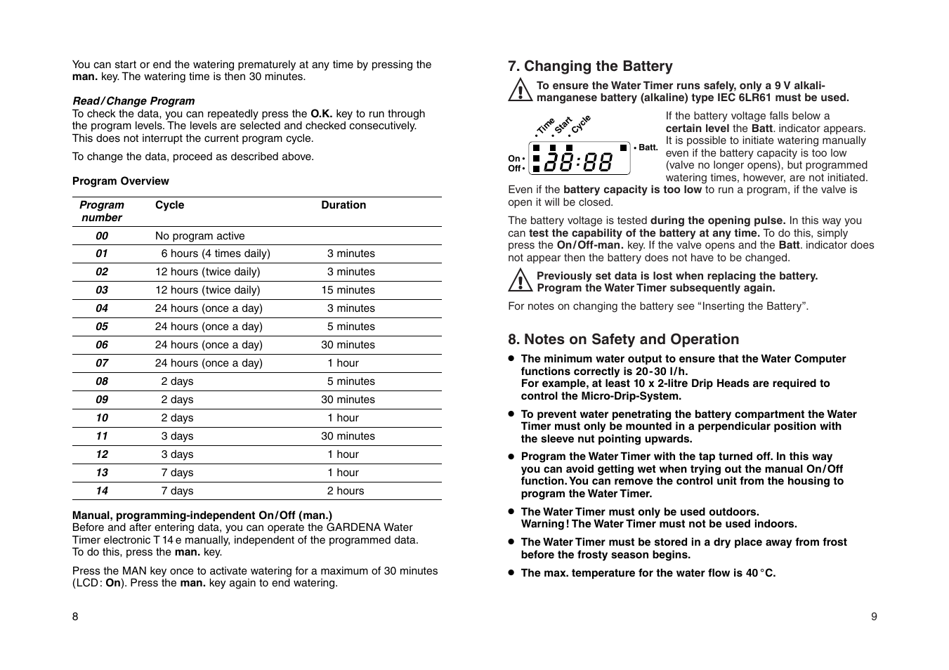 Gardena Water Timer Electronic T 14 e User Manual | Page 5 / 9