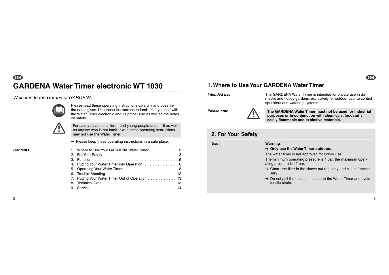 Gardena water timer electronic wt 1030 | Gardena WT1030 User Manual | Page 2 / 10