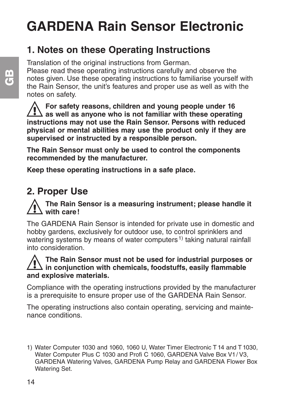 Gardena rain sensor electronic | Gardena 1189 User Manual | Page 6 / 16