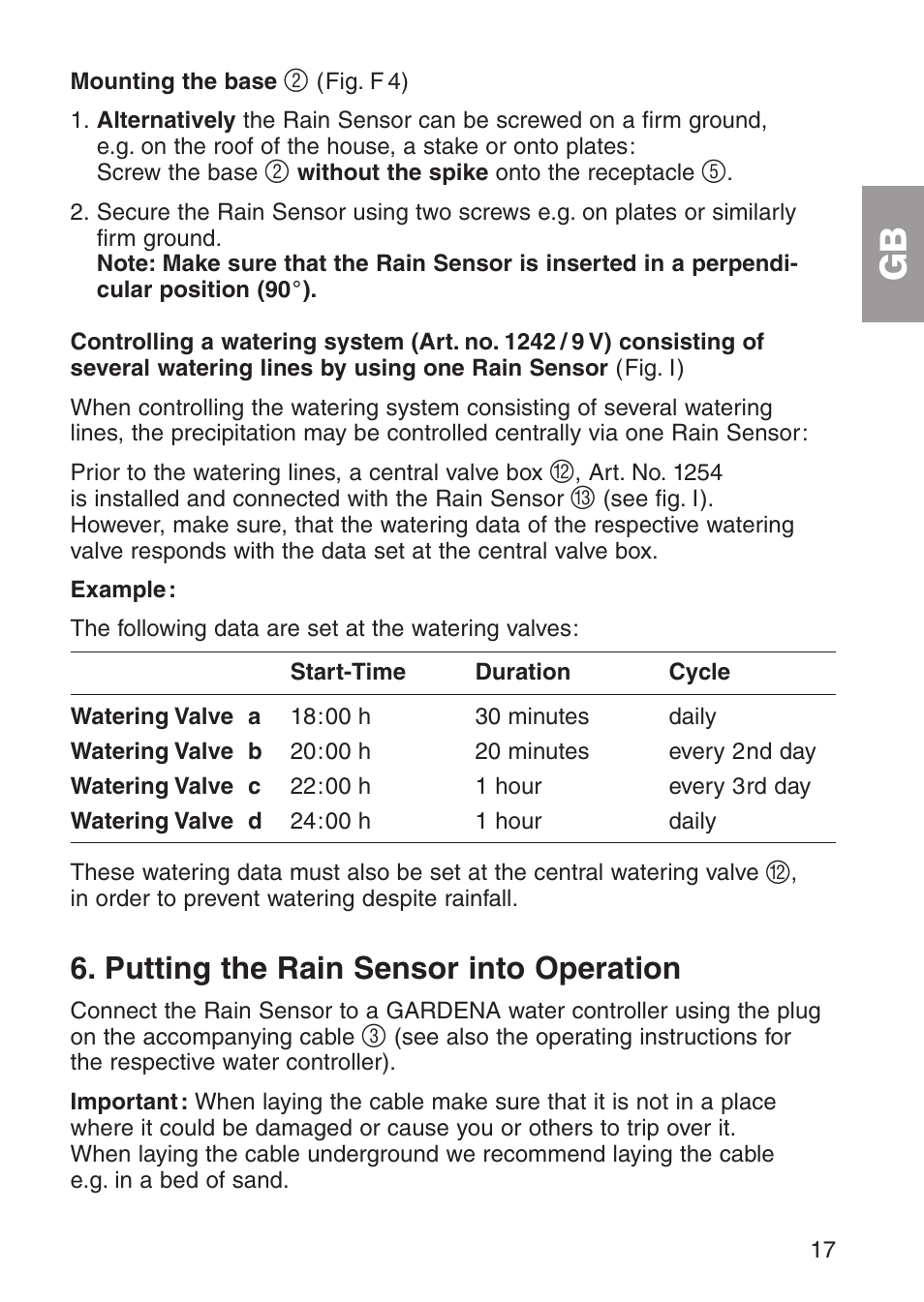 Putting the rain sensor into operation | Gardena 1189 User Manual | Page 9 / 16