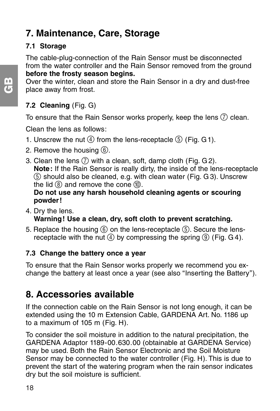 Maintenance, care, storage, Accessories available | Gardena ART.1189 User Manual | Page 10 / 16
