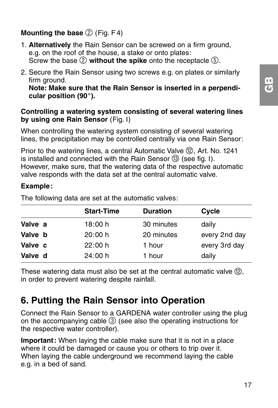 Putting the rain sensor into operation | Gardena ART.1189 User Manual | Page 9 / 16