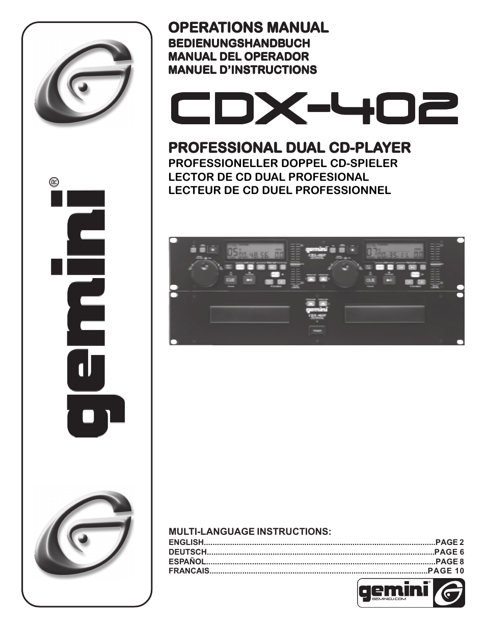 Gemini CDX-402 User Manual | 12 pages