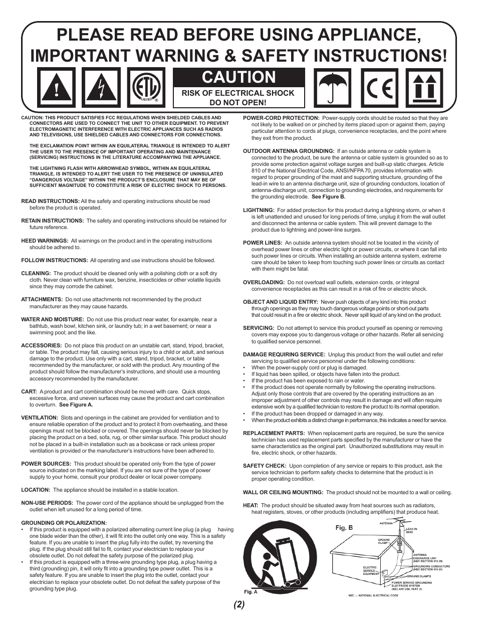 Caution, Risk of electrical shock do not open | Gemini CDX-402 User Manual | Page 2 / 12