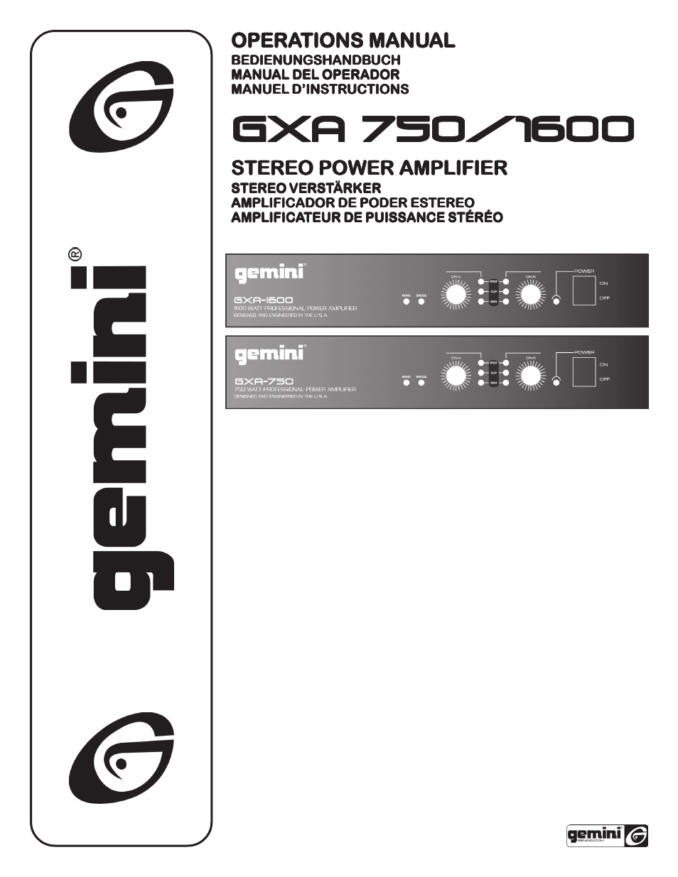 Gemini GXA 750 User Manual | 16 pages