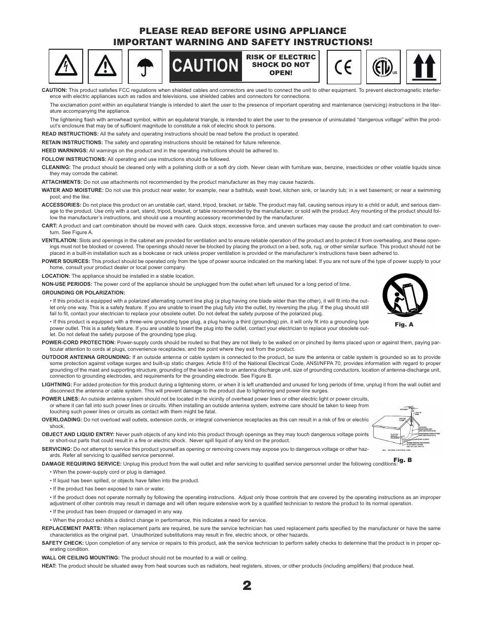 Caution | Gemini TT-1000 User Manual | Page 2 / 17