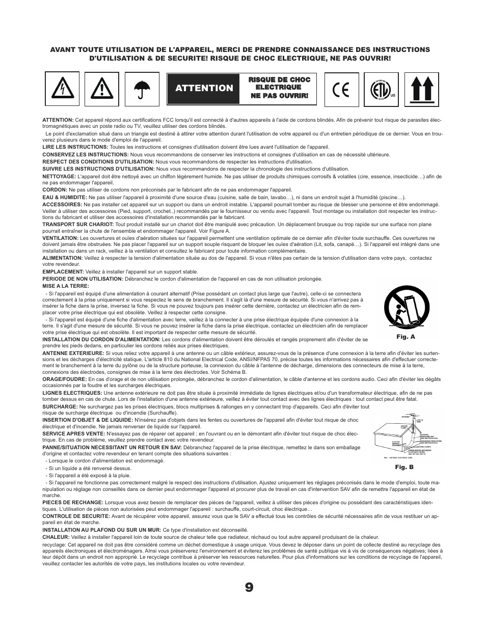 Tt1000-tt1100usb manual french, Attention | Gemini TT-1000 User Manual | Page 9 / 17