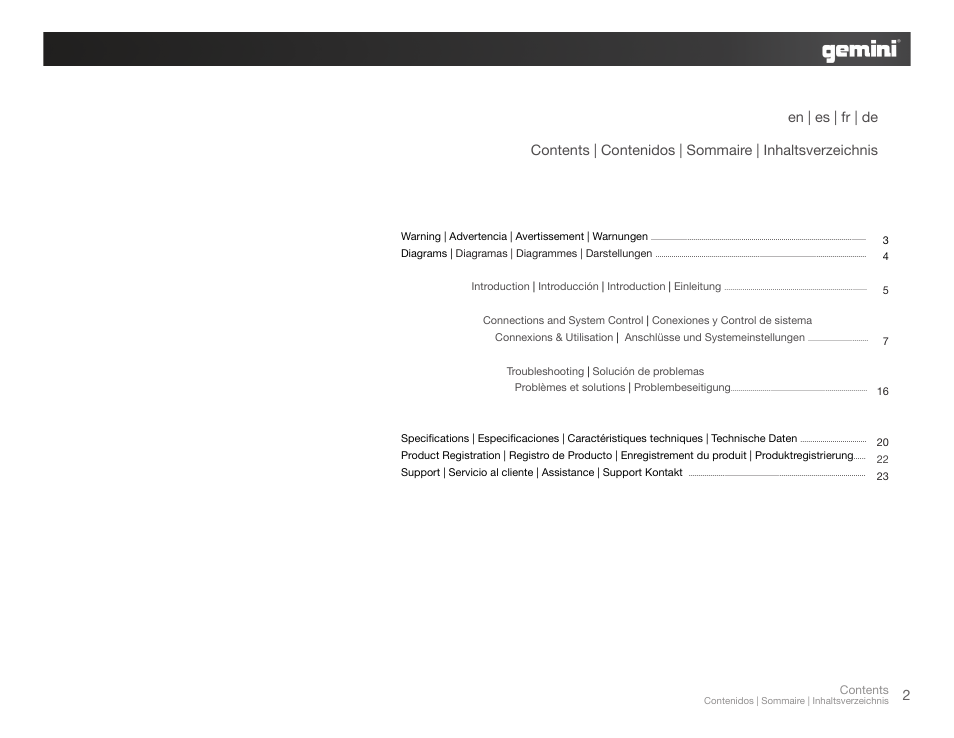 Gemini XGA-5000 User Manual | Page 2 / 23