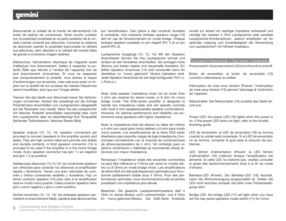 Gemini XGA-5000 User Manual | Page 9 / 23