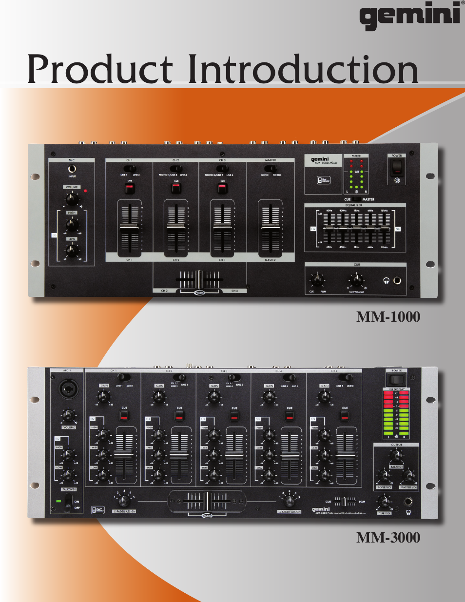 Gemini 4U 19" Rack Mounted Club Mixer MM-1000 User Manual | 2 pages