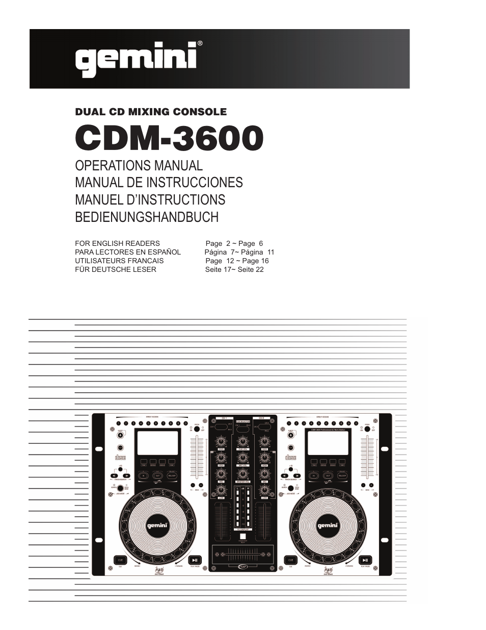 Gemini CDM-3600 User Manual | 23 pages