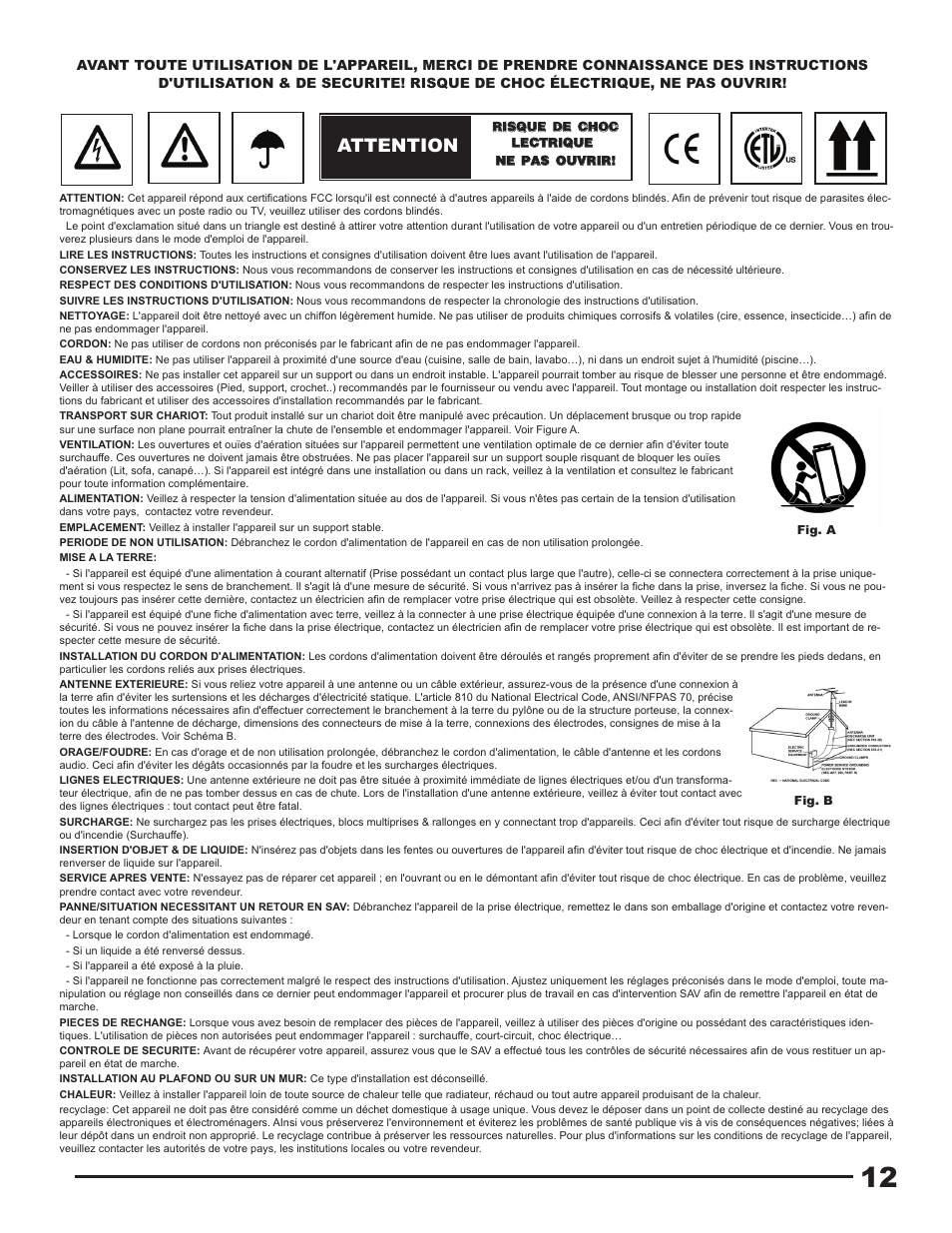Attention | Gemini CDM-3600 User Manual | Page 12 / 23