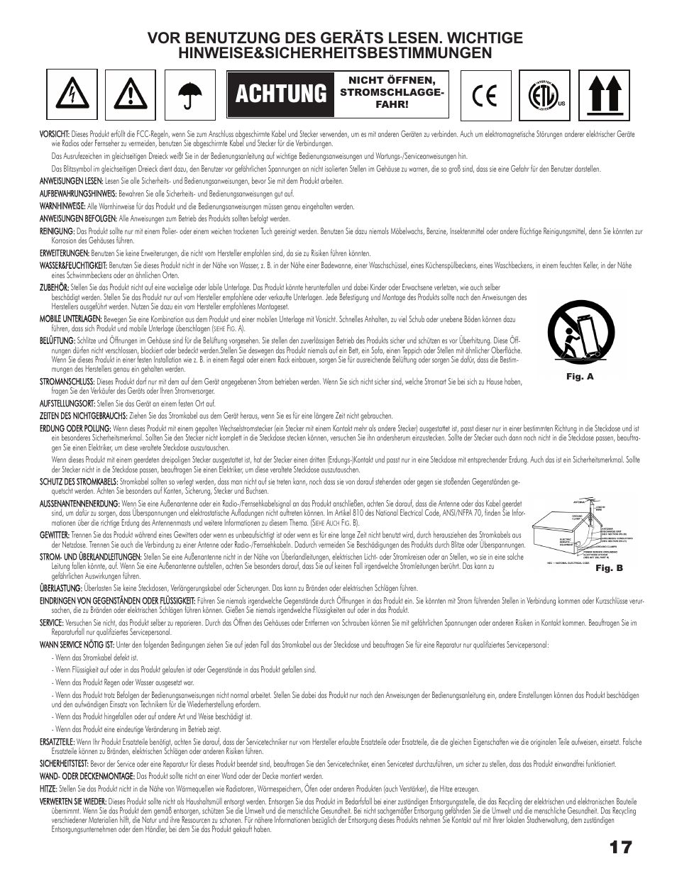 Achtung | Gemini CDM-3600 User Manual | Page 17 / 23